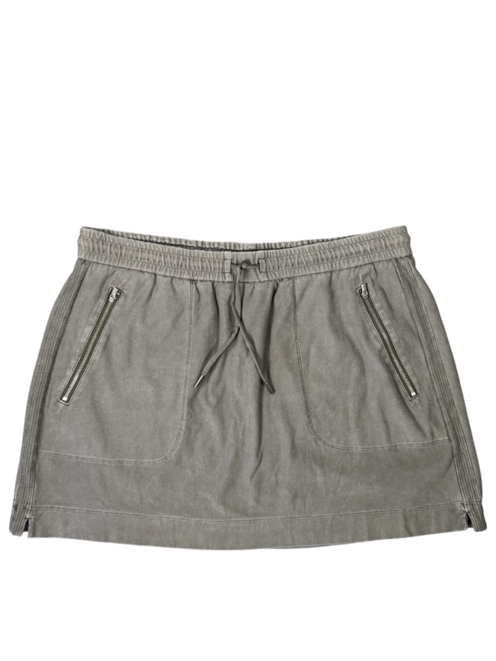 Athleta Farallon Gray Drawstring Skirt Zip Pockets Athleisure Comfort